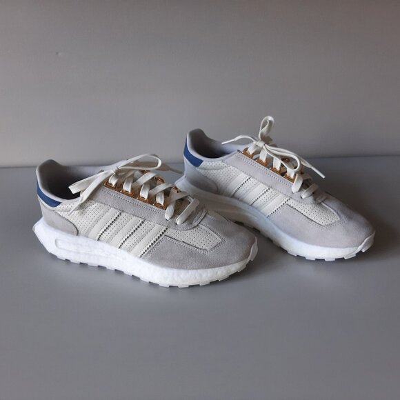 adidas White and Blue Women's Sneakers - Picture 1 of 11